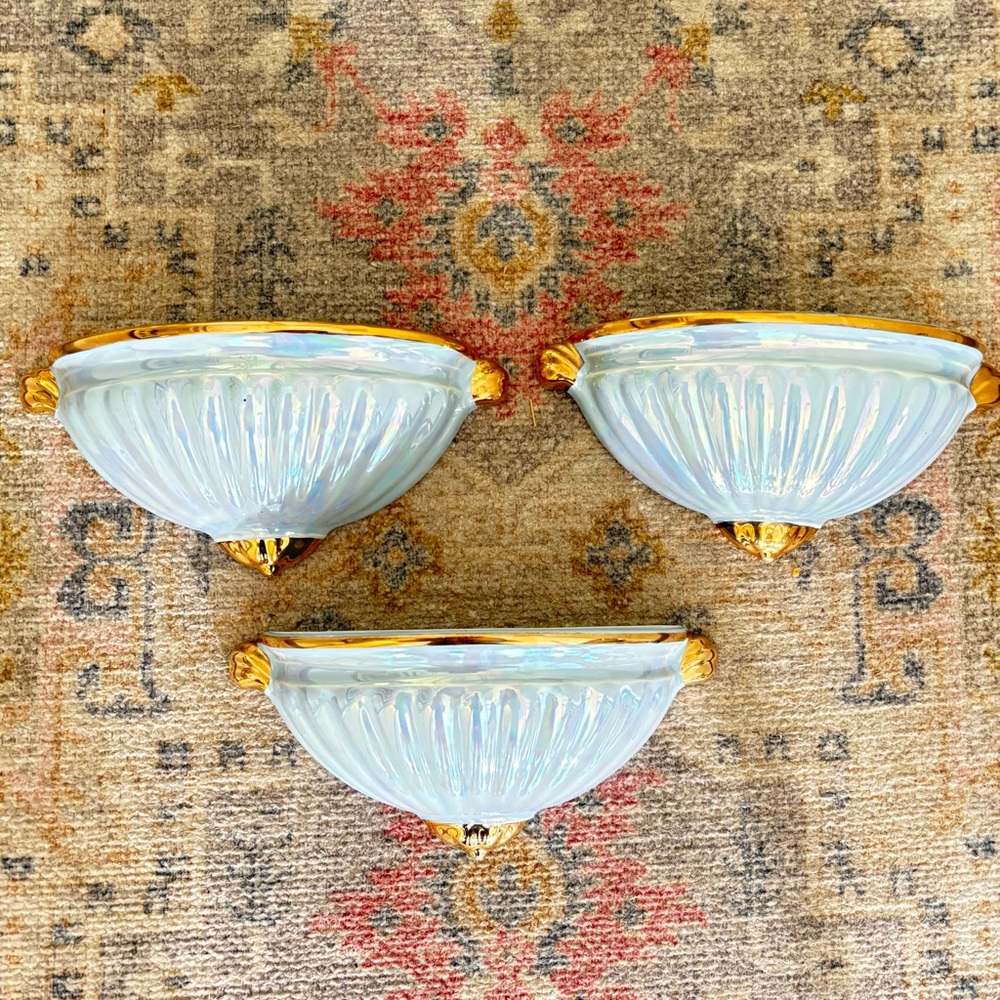 🏡Sadler England  Ceramic Wall Decor in Blue Cream Set of 3